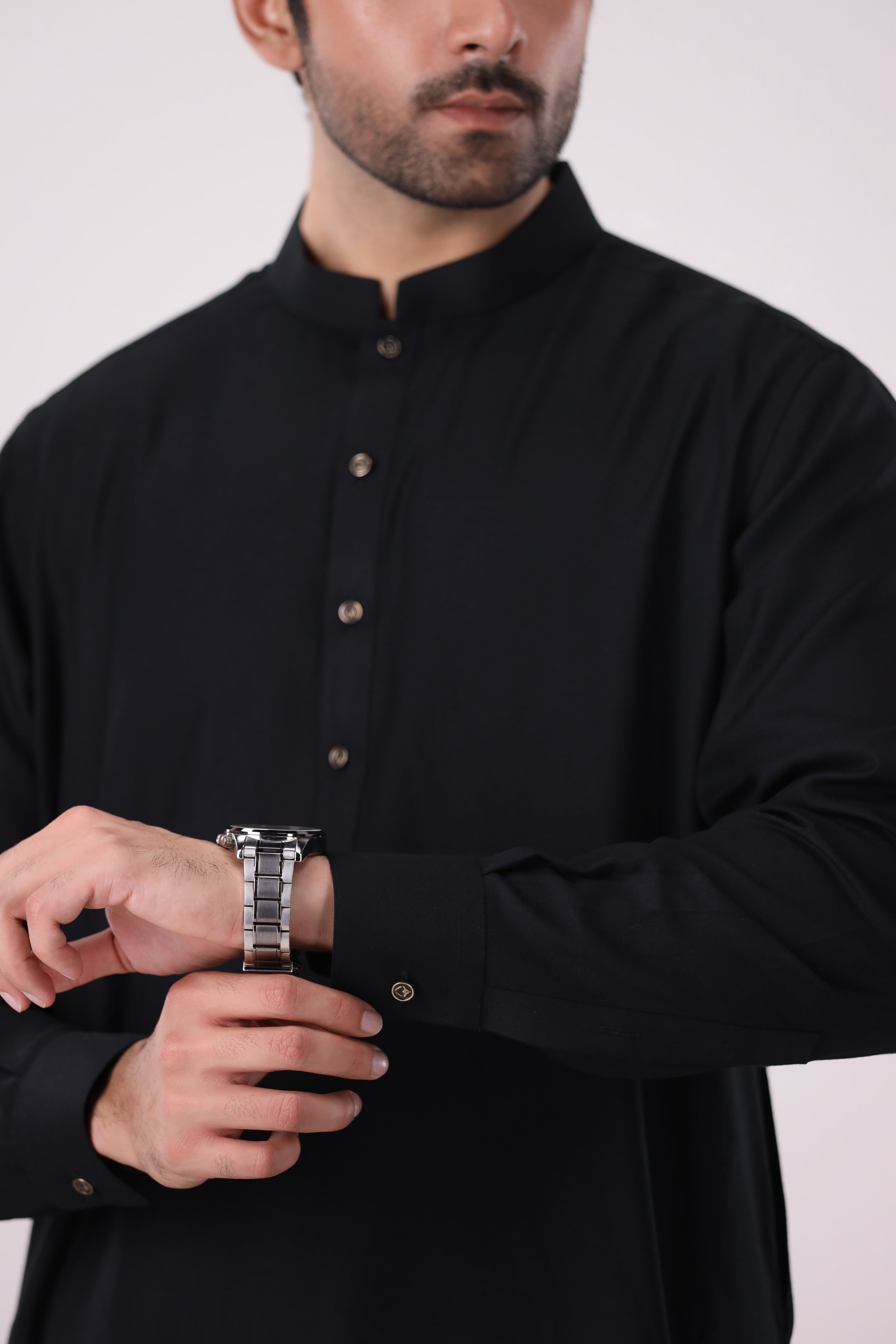 JET BLACK BIRD'S EYE SHALWAR QAMEEZ