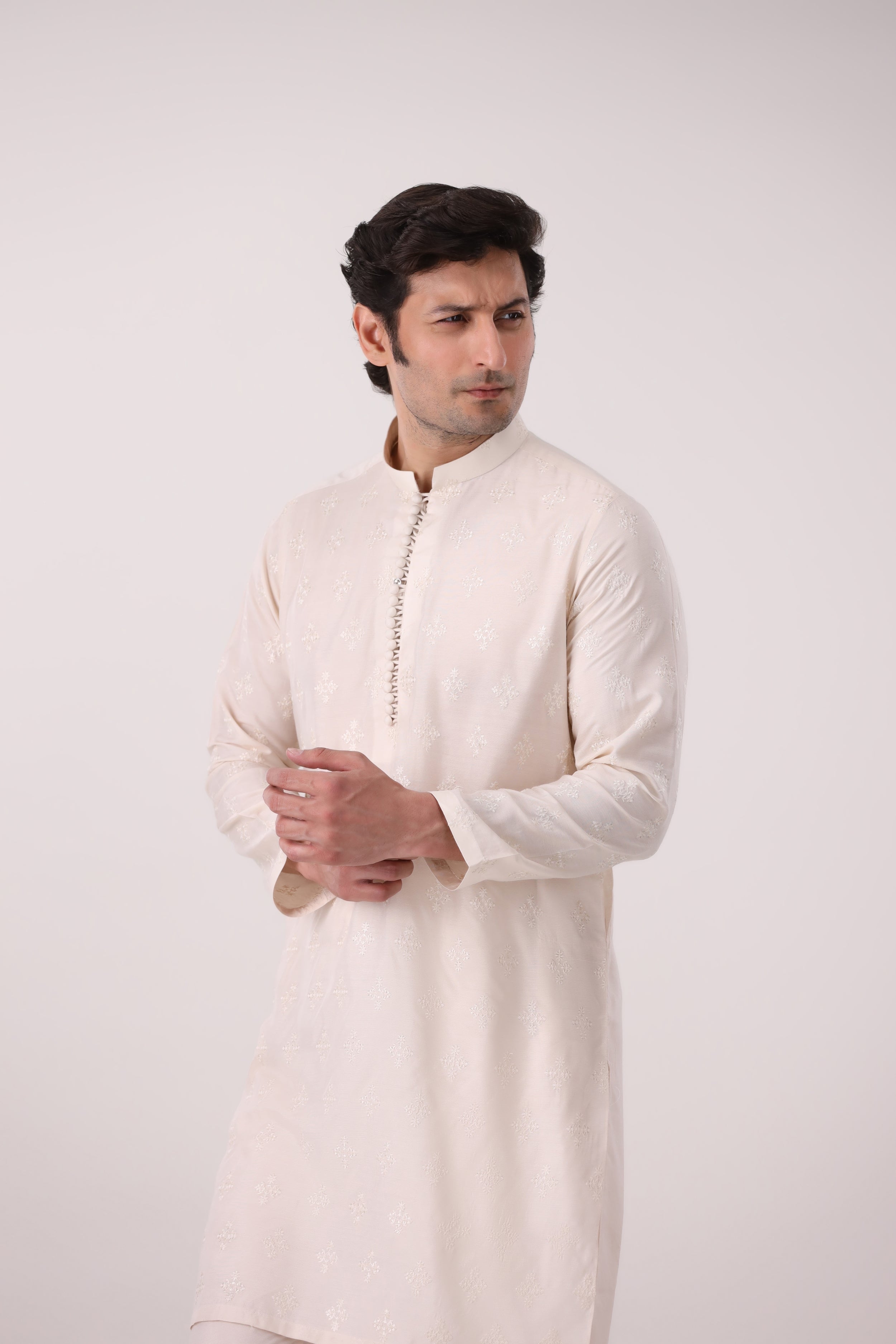 IVORY PEARL ARTISANAL KURTA