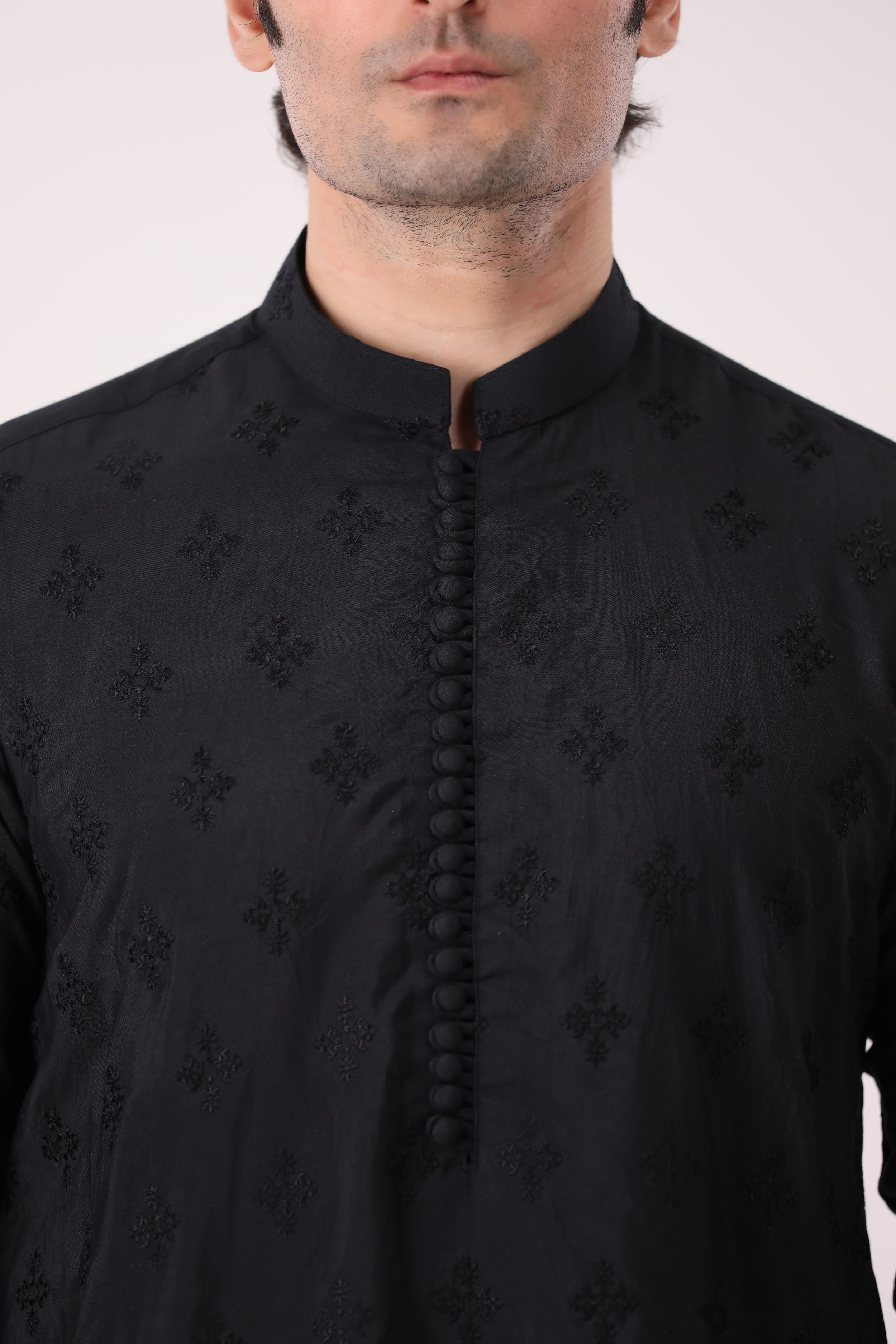 MIDNIGHT ONYX CHIKANKARI KURTA