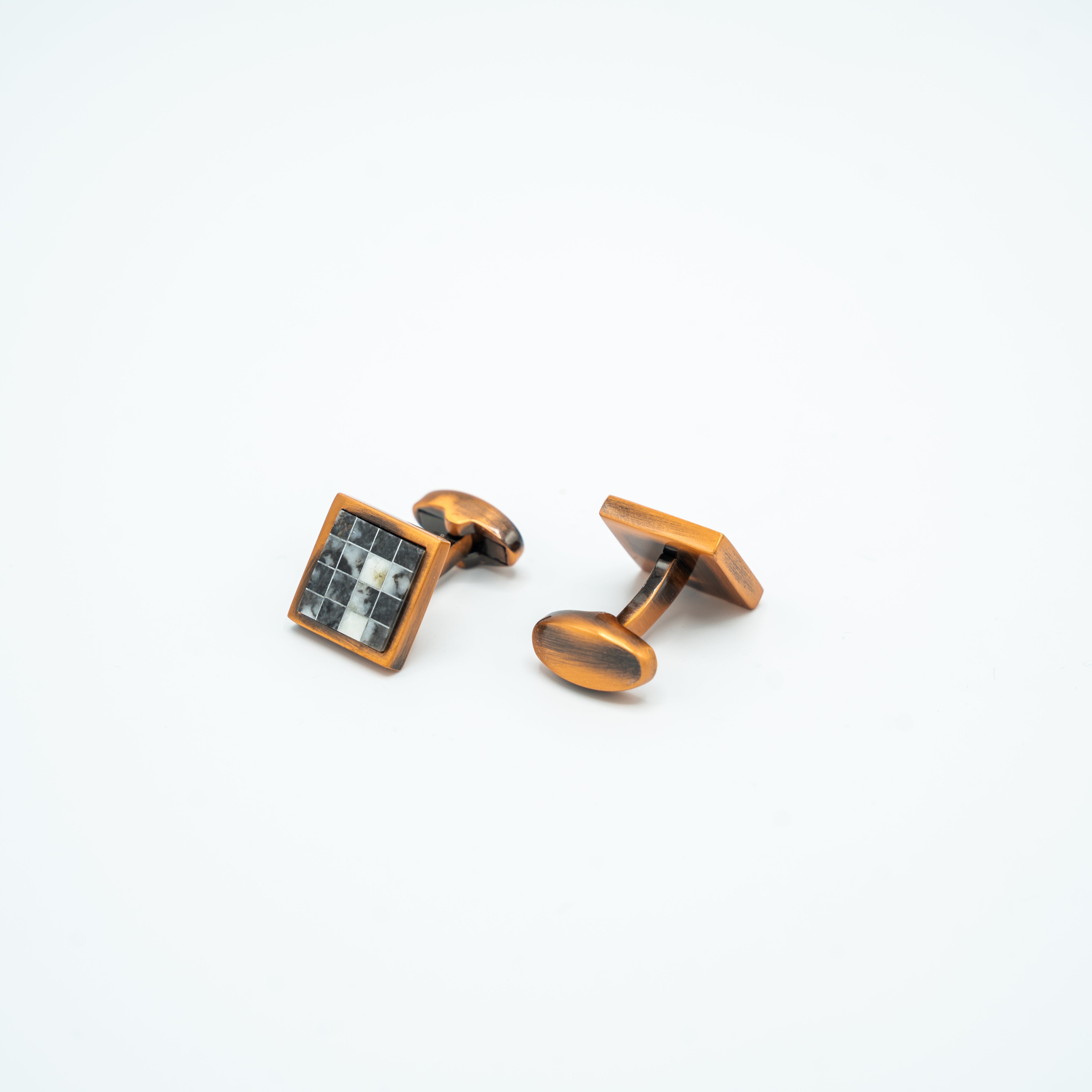 CHECKERED BRONZE CUFFLINKS